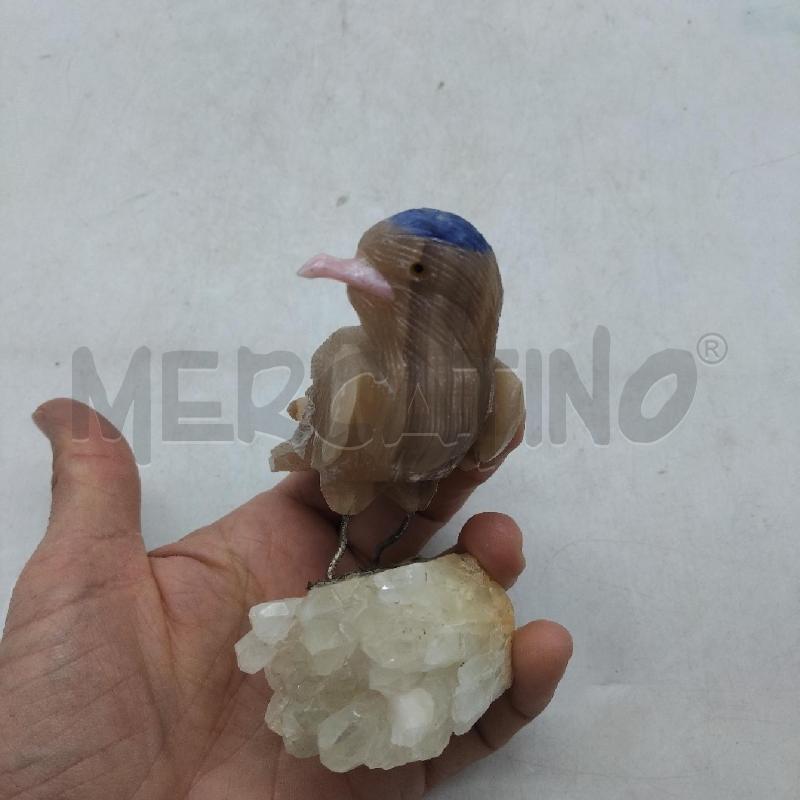 UCCELLO PUETRA DURA BASE QUARZO BECCO ROSA | Mercatino dell'Usato Domodossola 2