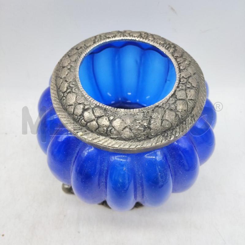 VASETTO VETRO BLU PARTE METALLO CESELLATA | Mercatino dell'Usato Domodossola 2