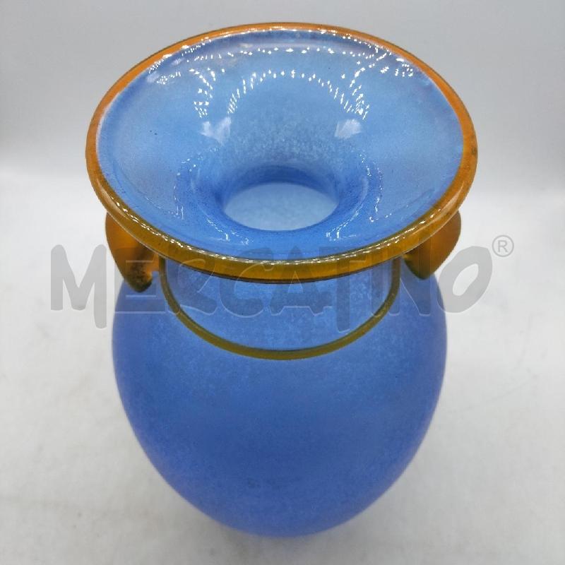 VASO VETRO MURANO BLU PROFILO GIALLO FIRMATO FRANCO MORETTI | Mercatino dell'Usato Domodossola 2