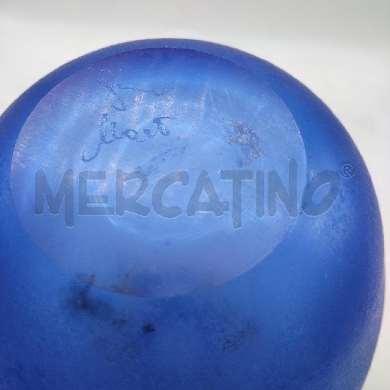 VASO VETRO MURANO BLU PROFILO GIALLO FIRMATO FRANCO MORETTI | Mercatino dell'Usato Domodossola 4