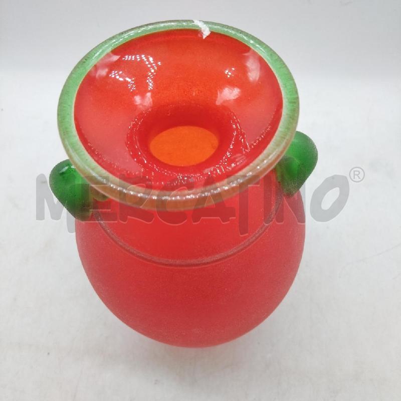 VASO VETRO MURANO ROSSO PROFILO VERDE FIRMATO FRANCO MORETTI | Mercatino dell'Usato Domodossola 2