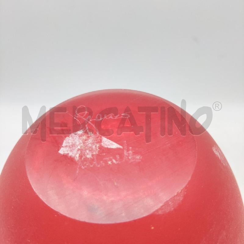 VASO VETRO MURANO ROSSO PROFILO VERDE FIRMATO FRANCO MORETTI | Mercatino dell'Usato Domodossola 4