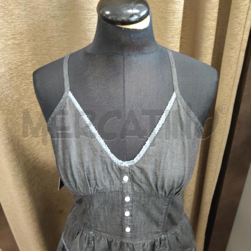VESTITO DONNA JEANS GRIGIO BORDINI AZZURRI SPALLINE INTRECCIATE DIETRO PEPE JEANS CERNIERA DIETRO | Mercatino dell'Usato Domodossola 2