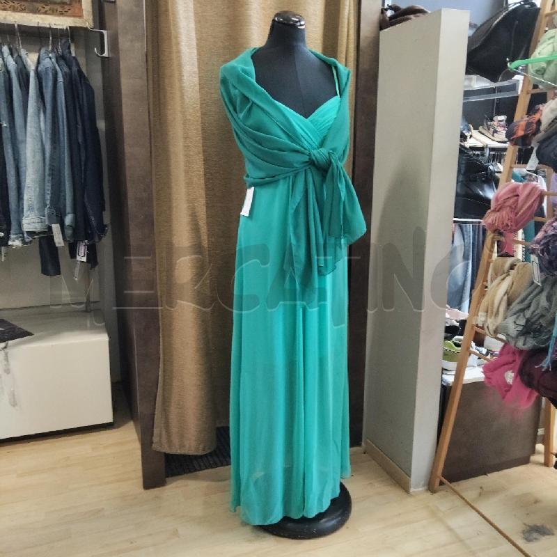 VESTITO DONNA LUNGO SPALLINE VERDE ACQUA+STOLA RINASCIMENTO | Mercatino dell'Usato Domodossola 1