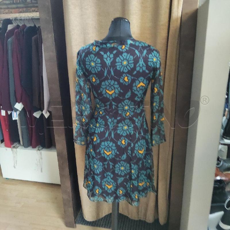 VESTITO DONNA M.L. GARZATA BLU FIORI AZZURRI GIALLI POLLINI | Mercatino dell'Usato Domodossola 4