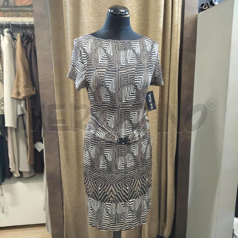VESTITO DONNA MARRONE NERO GEOMETRICO MARELLA | Mercatino dell'Usato Domodossola 1