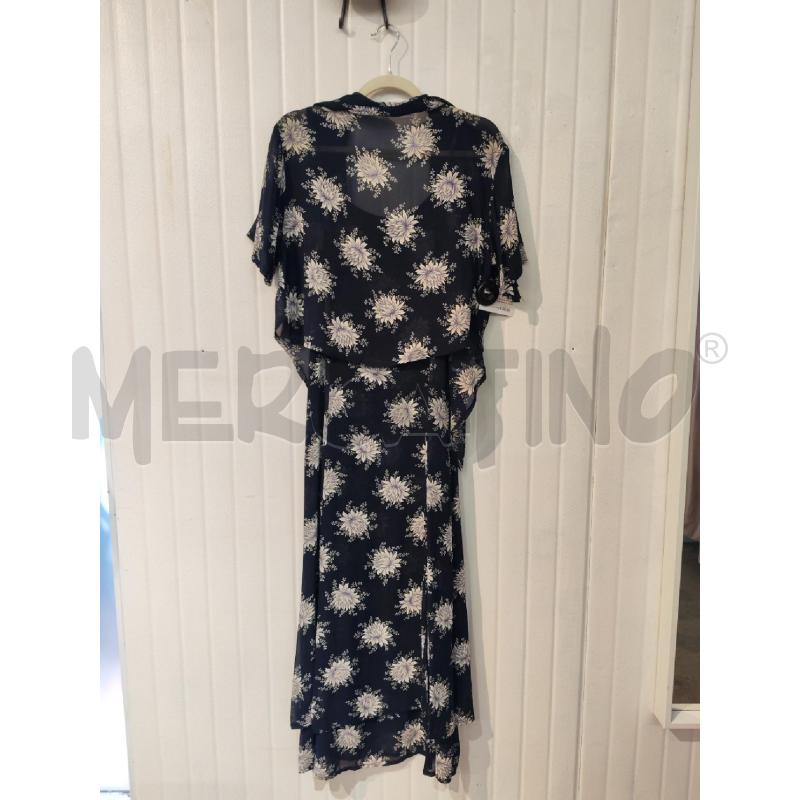 ABITO DONNA BLU FANTASIA FIORI BIANCHI LUNGO CON COPRISPALLA | Mercatino dell'Usato Mestre 3