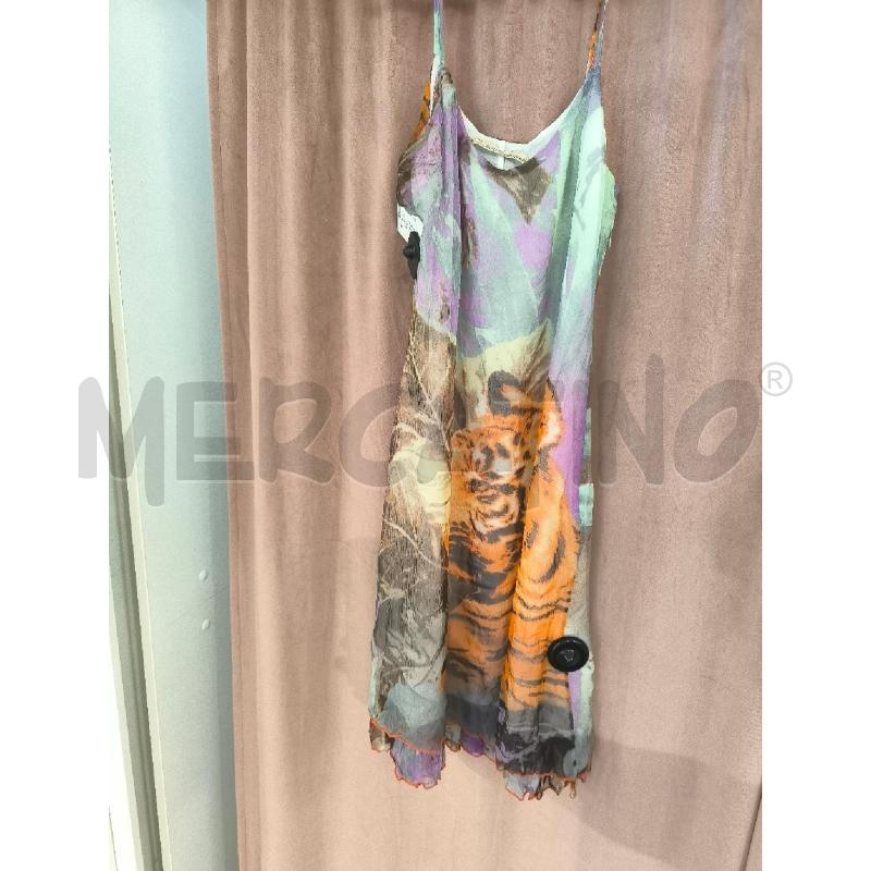 ABITO DONNA CLASS ROBERTO CAVALLI 100% SETA VERDE VIOLA | Mercatino dell'Usato Mestre 1
