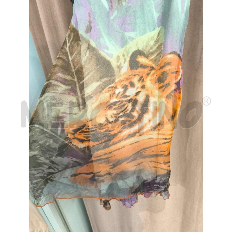 ABITO DONNA CLASS ROBERTO CAVALLI 100% SETA VERDE VIOLA | Mercatino dell'Usato Mestre 2
