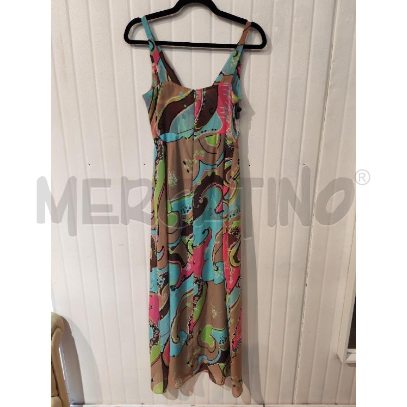ABITO DONNA EMME MARELLA LUNGO FANTASIA AZZURRA ROSA VERDE | Mercatino dell'Usato Mestre 4