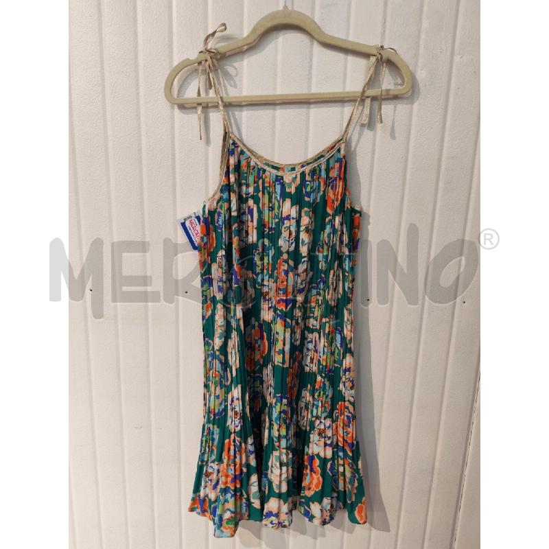 ABITO DONNA EM DOLLI VERDE PLISSE FANTASIA FIORI BEIGE | Mercatino dell'Usato Mestre 1