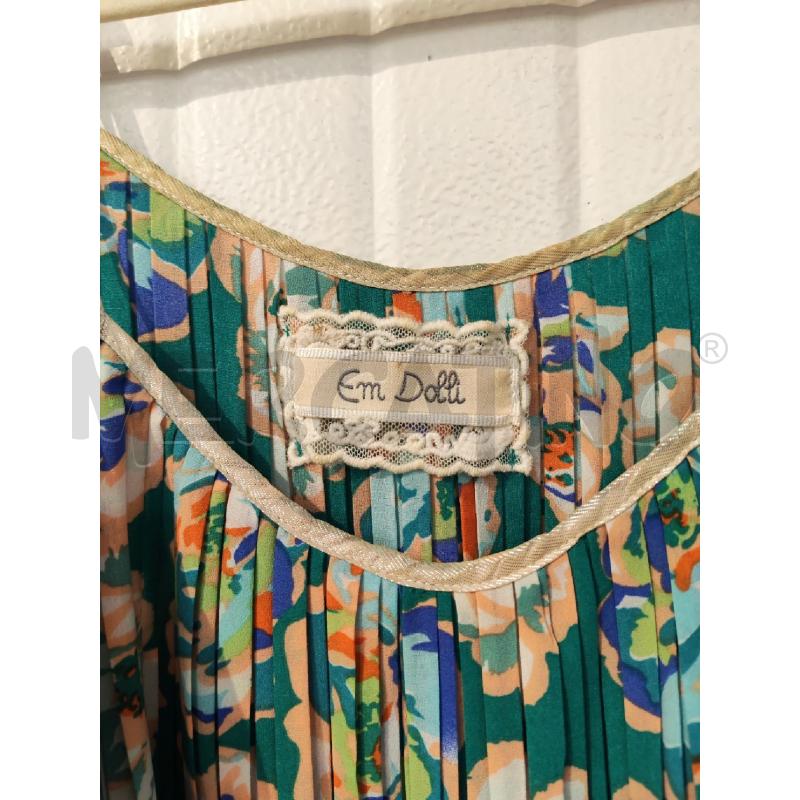 ABITO DONNA EM DOLLI VERDE PLISSE FANTASIA FIORI BEIGE | Mercatino dell'Usato Mestre 2