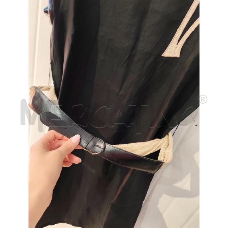ABITO DONNA FIORELLA RUBINO NERO LINO PARLME BEIGE CON CINTURA | Mercatino dell'Usato Mestre 3