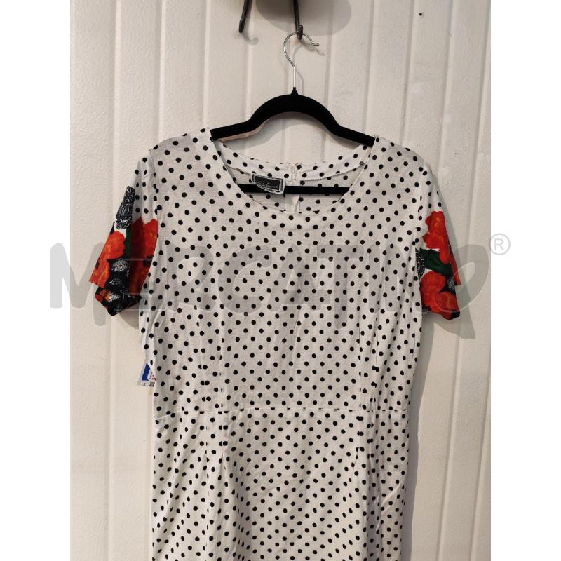 ABITO DONNA LUISA SPAGNOLI BIANCO POIS NERI FIORI ROSSI | Mercatino dell'Usato Mestre 3
