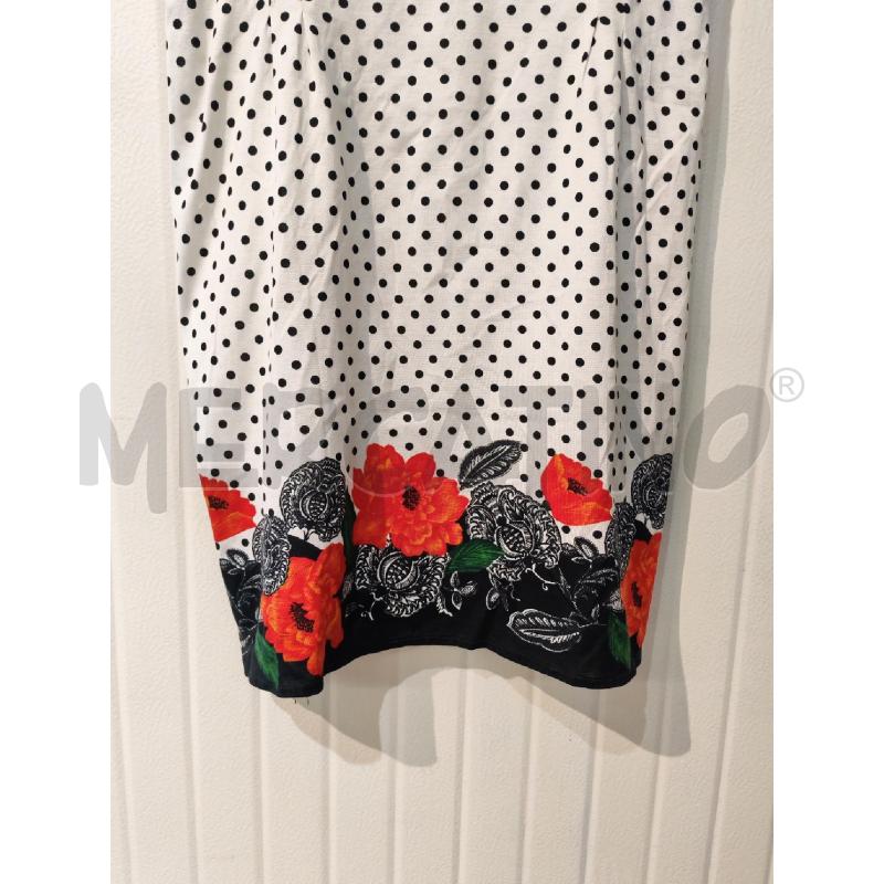 ABITO DONNA LUISA SPAGNOLI BIANCO POIS NERI FIORI ROSSI | Mercatino dell'Usato Mestre 4