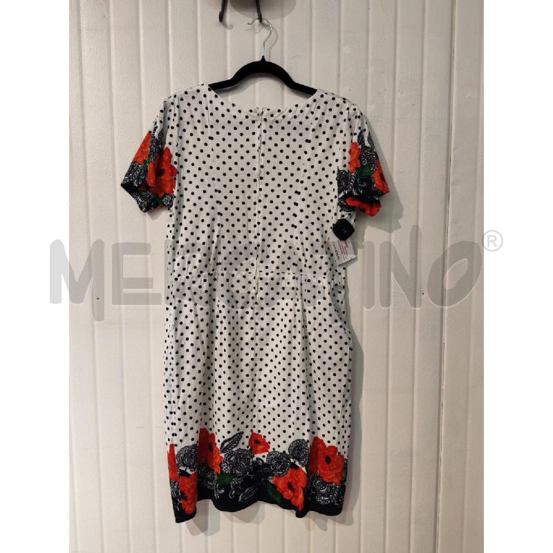 ABITO DONNA LUISA SPAGNOLI BIANCO POIS NERI FIORI ROSSI | Mercatino dell'Usato Mestre 5