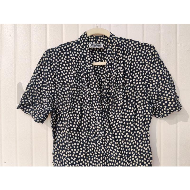 ABITO DONNA LUISA SPAGNOLI BLU CON POIS CREMA | Mercatino dell'Usato Mestre 3