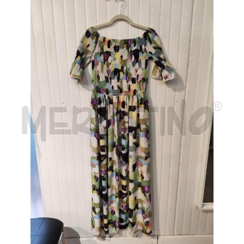 ABITO DONNA MADAMT BIANCO VERDE VIOLA FIORI LUNGO | Mercatino dell'Usato Mestre 4