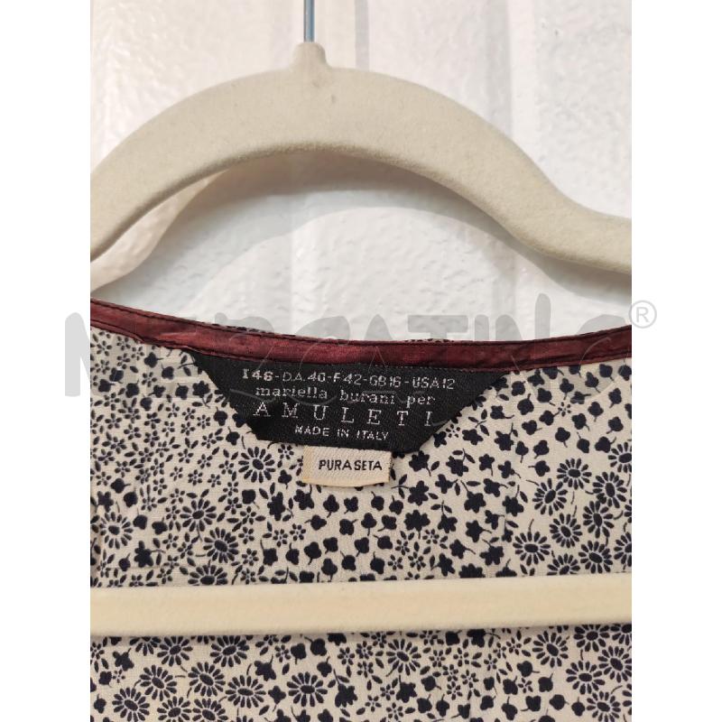 ABITO DONNA MARIELLA BURANI AMULETI SETA BIANCO NERO FIORIELLINI  | Mercatino dell'Usato Mestre 4
