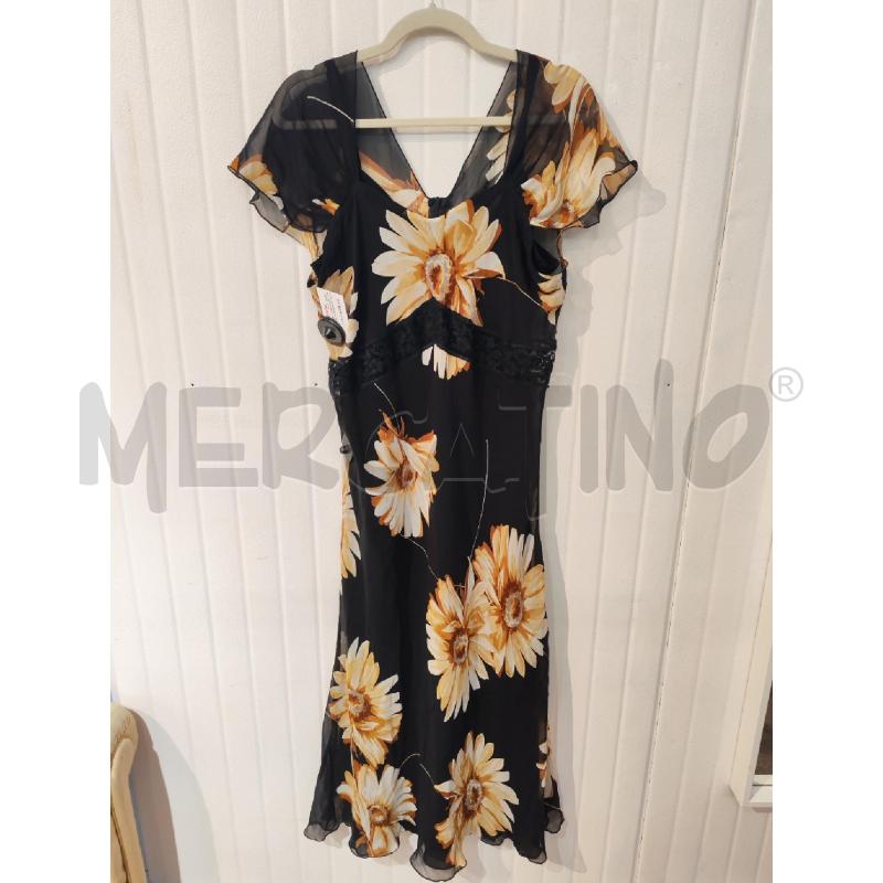 ABITO DONNA NERO FIORI MARRONI LUNGO SARTORIALE | Mercatino dell'Usato Mestre 1