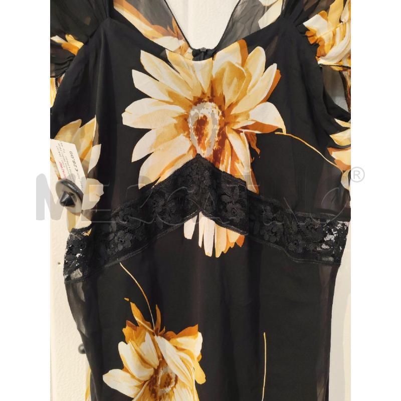 ABITO DONNA NERO FIORI MARRONI LUNGO SARTORIALE | Mercatino dell'Usato Mestre 2