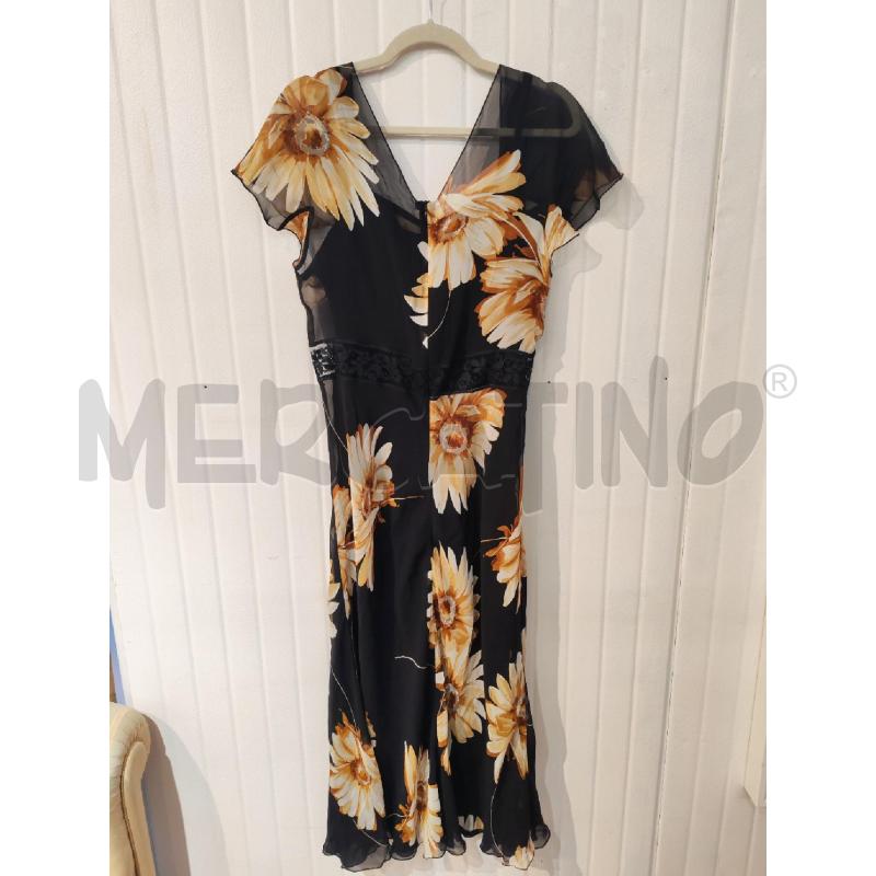 ABITO DONNA NERO FIORI MARRONI LUNGO SARTORIALE | Mercatino dell'Usato Mestre 3