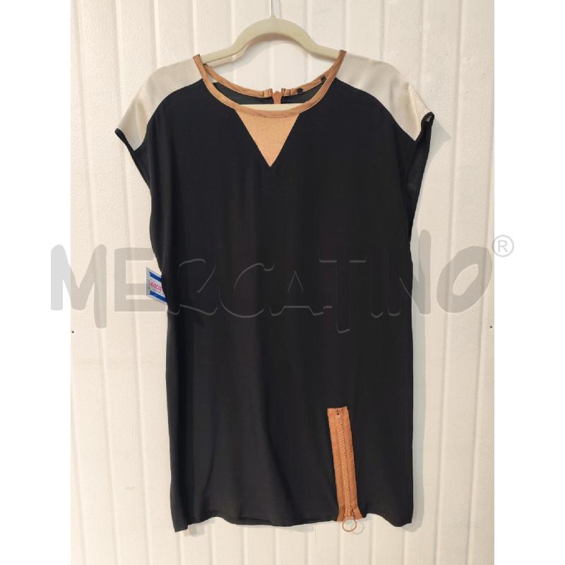 ABITO DONNA NERO SPALLE BIANCHE SCOLLO MARRONE ZIP SOTTO | Mercatino dell'Usato Mestre 1