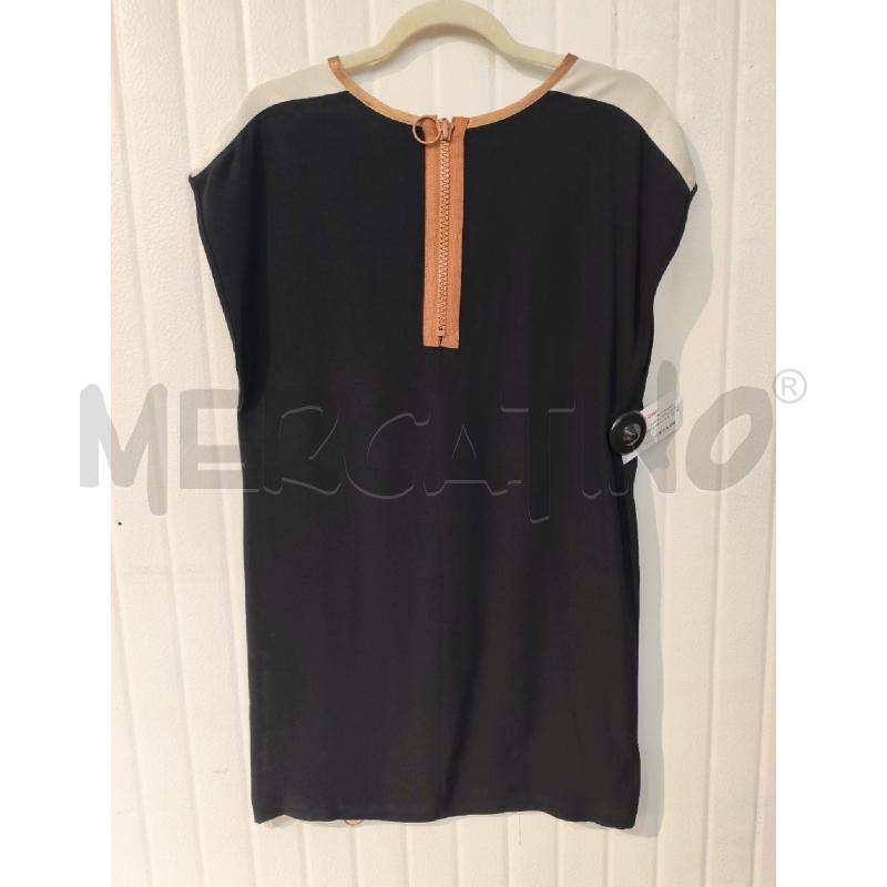 ABITO DONNA NERO SPALLE BIANCHE SCOLLO MARRONE ZIP SOTTO | Mercatino dell'Usato Mestre 2