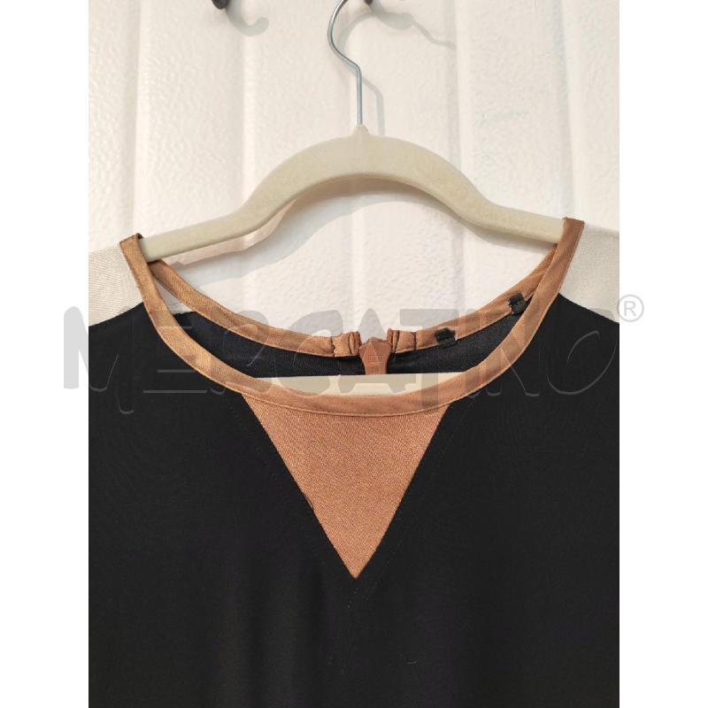 ABITO DONNA NERO SPALLE BIANCHE SCOLLO MARRONE ZIP SOTTO | Mercatino dell'Usato Mestre 3