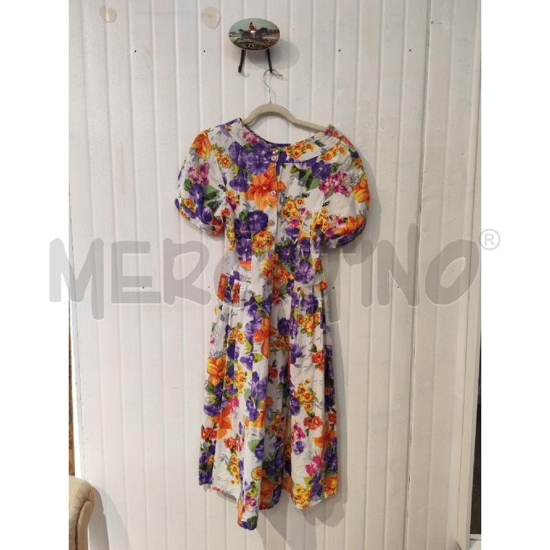 ABITO DONNA NIRVANA BIANCO FIORI VIOLA ARANCIONI | Mercatino dell'Usato Mestre 1