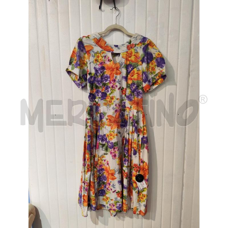 ABITO DONNA NIRVANA BIANCO FIORI VIOLA ARANCIONI | Mercatino dell'Usato Mestre 3