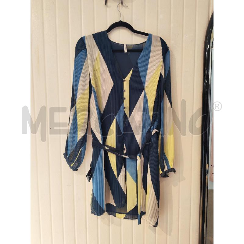 ABITO DONNA PEPE JEANS FANTASIA BLU GIALLA E BIANCA PLISSE | Mercatino dell'Usato Mestre 1