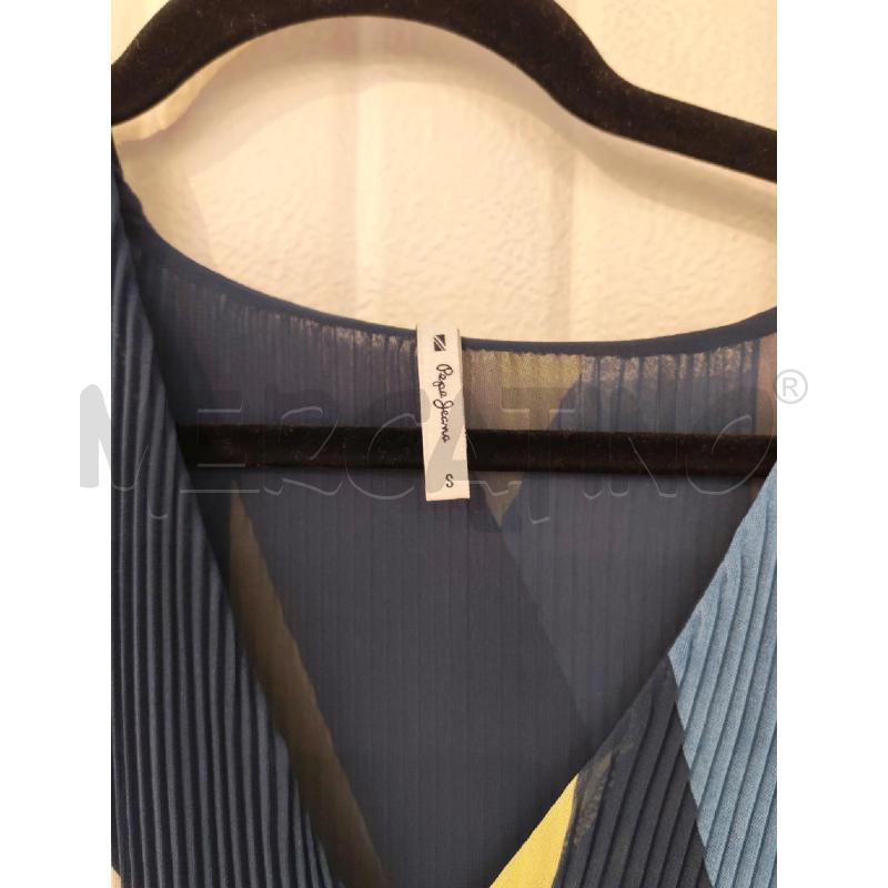 ABITO DONNA PEPE JEANS FANTASIA BLU GIALLA E BIANCA PLISSE | Mercatino dell'Usato Mestre 2