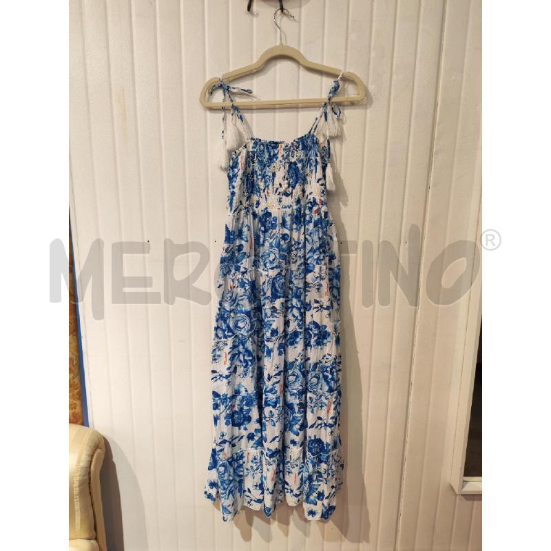ABITO DONNA POSITANO BIANCO FIORI BLU TOP RICAMATO | Mercatino dell'Usato Mestre 1