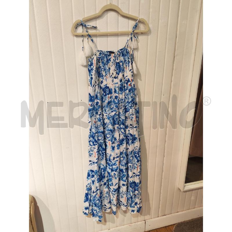 ABITO DONNA POSITANO BIANCO FIORI BLU TOP RICAMATO | Mercatino dell'Usato Mestre 3