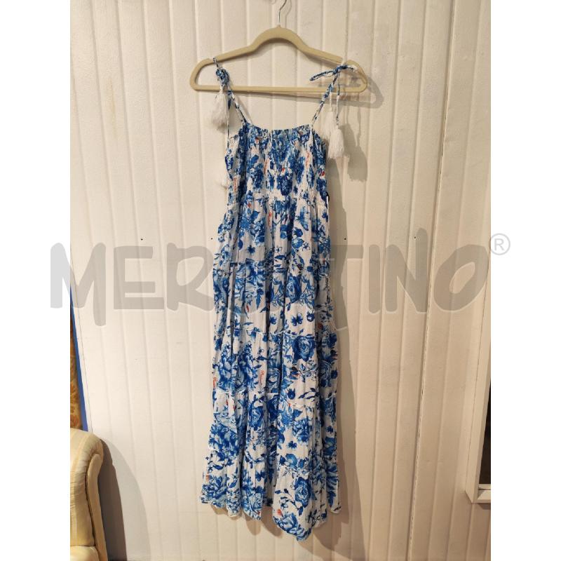 ABITO DONNA POSITANO BIANCO FIORI BLU TOP RICAMATO | Mercatino dell'Usato Mestre 4