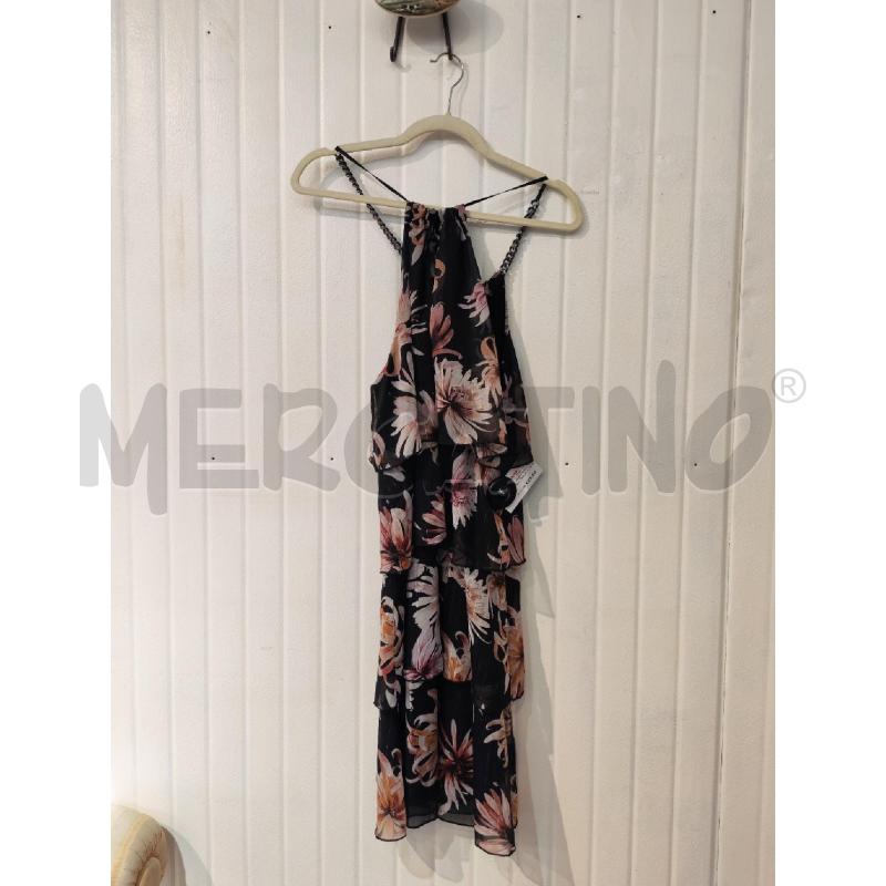 ABITO DONNA RINASCIMENTO NERO BALZE CON FIORI ROSA CATENA  | Mercatino dell'Usato Mestre 3