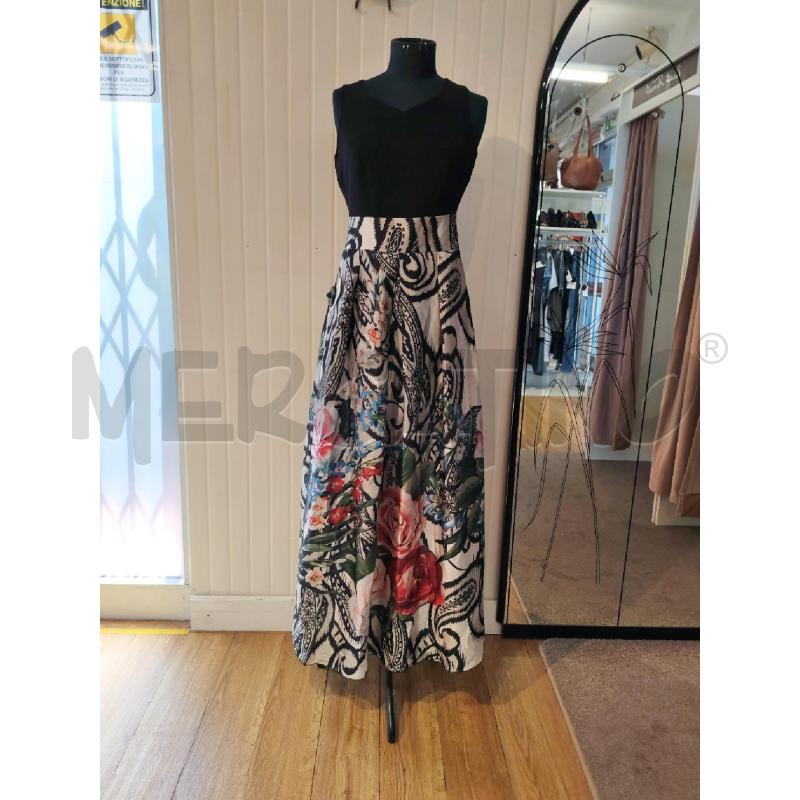 ABITO DONNA RINASCIMENTO NERO E BEIGE FANTASIA FIORI SOTTO | Mercatino dell'Usato Mestre 1