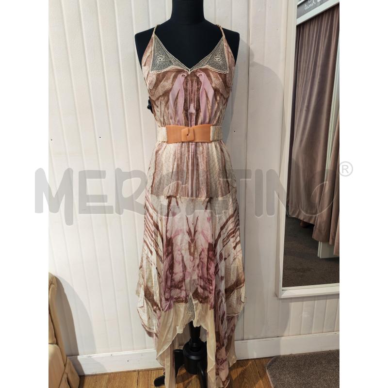 ABITO DONNA ROBERTO CAVALLI CLASS ROSA E BEIGE LUNGO | Mercatino dell'Usato Mestre 1