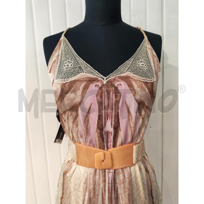 ABITO DONNA ROBERTO CAVALLI CLASS ROSA E BEIGE LUNGO | Mercatino dell'Usato Mestre 2