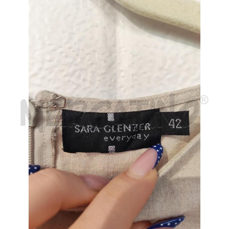 ABITO DONNA SARA GLENZER LINO BEIGE LUNGO A ROMBI | Mercatino dell'Usato Mestre 2
