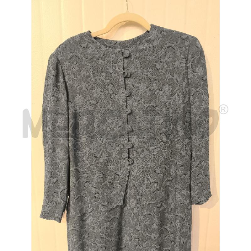 ABITO DONNA SARTORIALE BLU FANTASIA DAMASCATA CON BOTTONCINI DAVANTI | Mercatino dell'Usato Mestre 2