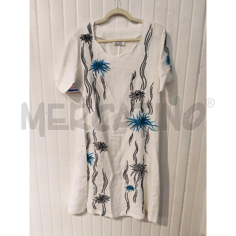 ABITO DONNA SENSATIONS BIANCO LINO RICAMI NERI E BLU | Mercatino dell'Usato Mestre 1