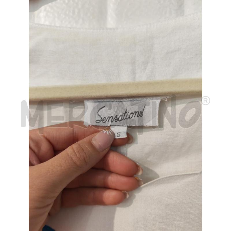 ABITO DONNA SENSATIONS BIANCO LINO RICAMI NERI E BLU | Mercatino dell'Usato Mestre 2