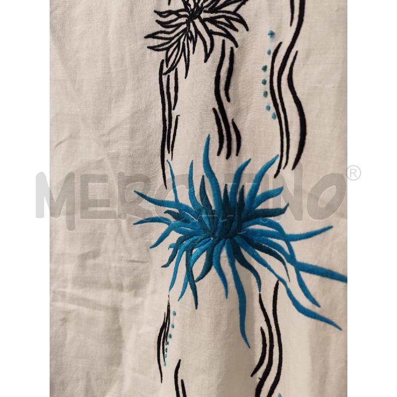 ABITO DONNA SENSATIONS BIANCO LINO RICAMI NERI E BLU | Mercatino dell'Usato Mestre 3