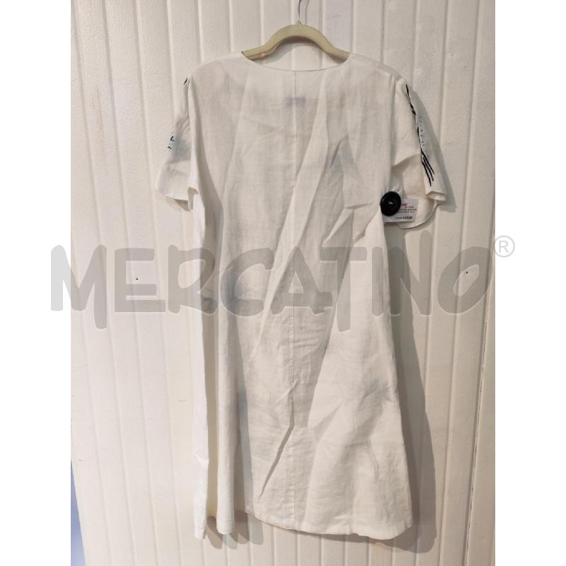 ABITO DONNA SENSATIONS BIANCO LINO RICAMI NERI E BLU | Mercatino dell'Usato Mestre 5