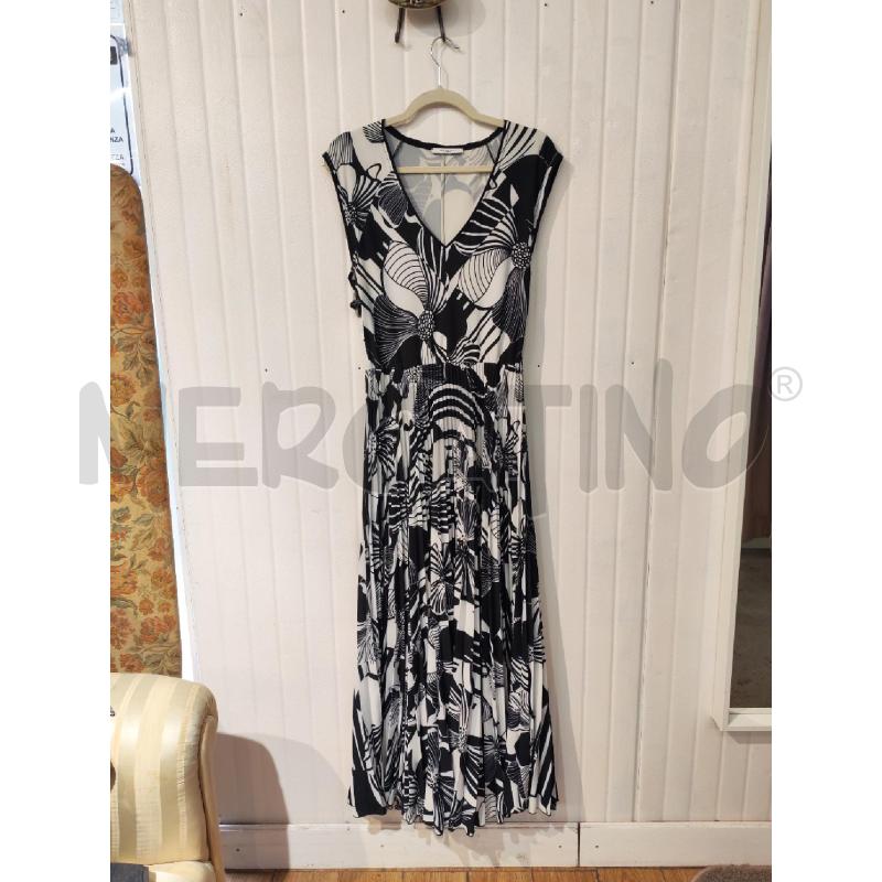 ABITO DONNA SFIZIO LUNGO NERO BIANCO BALZINE FIORI | Mercatino dell'Usato Mestre 1