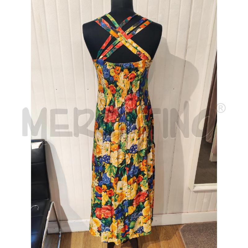 ABITO DONNA SM FIORI GIALLI ROSSI BLU LUNGO  | Mercatino dell'Usato Mestre 3