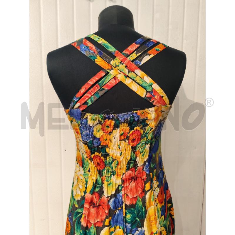 ABITO DONNA SM FIORI GIALLI ROSSI BLU LUNGO  | Mercatino dell'Usato Mestre 4