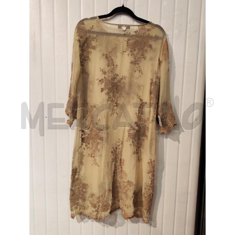 ABITO DONNA TWIN SET BEIGE TRASPARENTE RICAMI MARRONI CON SOTTOVESTE | Mercatino dell'Usato Mestre 3